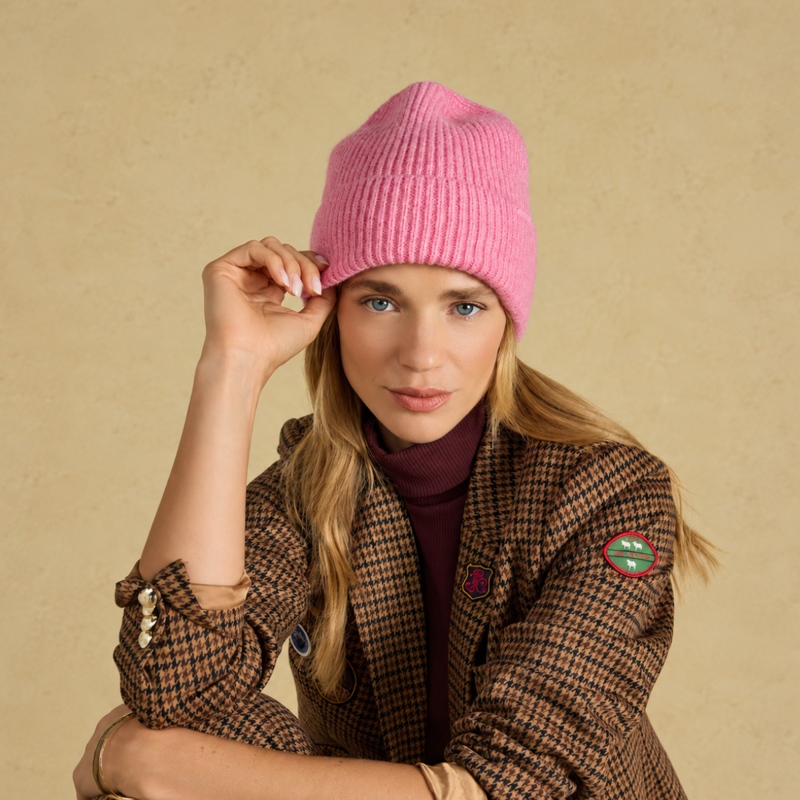Joules Ladies Fine Knit Beanie - Pink