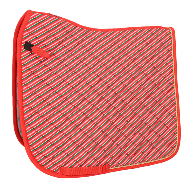 QHP Christmas D Saddle Pad - Jolly Stripe-1