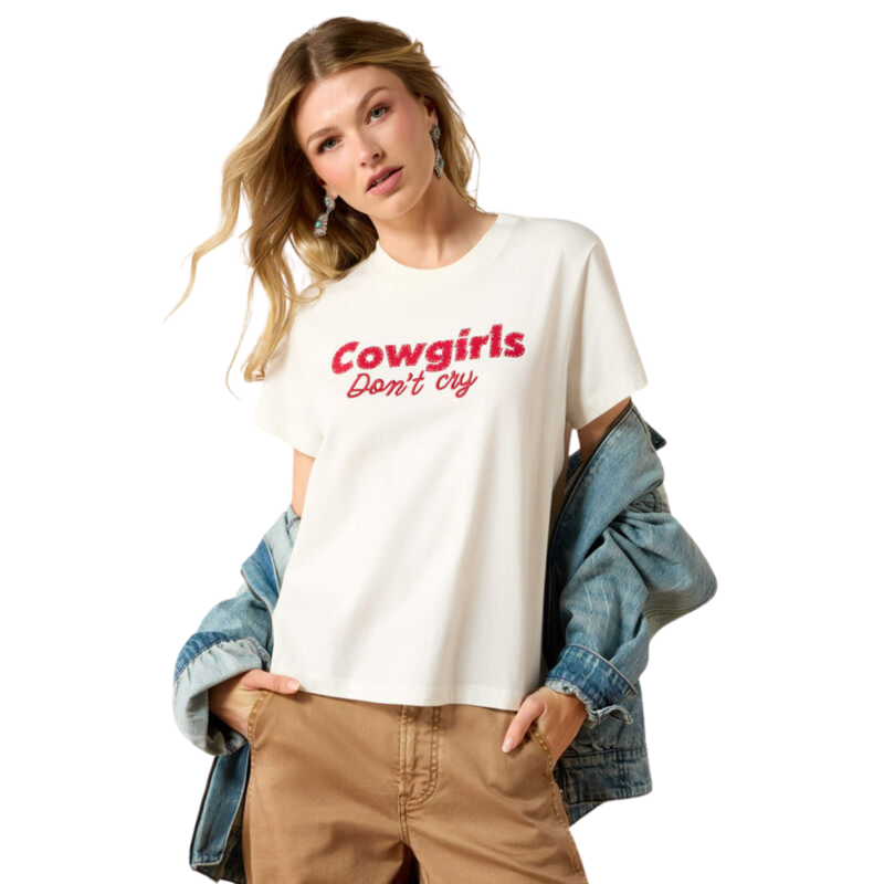 Ariat Women's Cowgirls Don't Cry T-Shirt - Coconut Milk