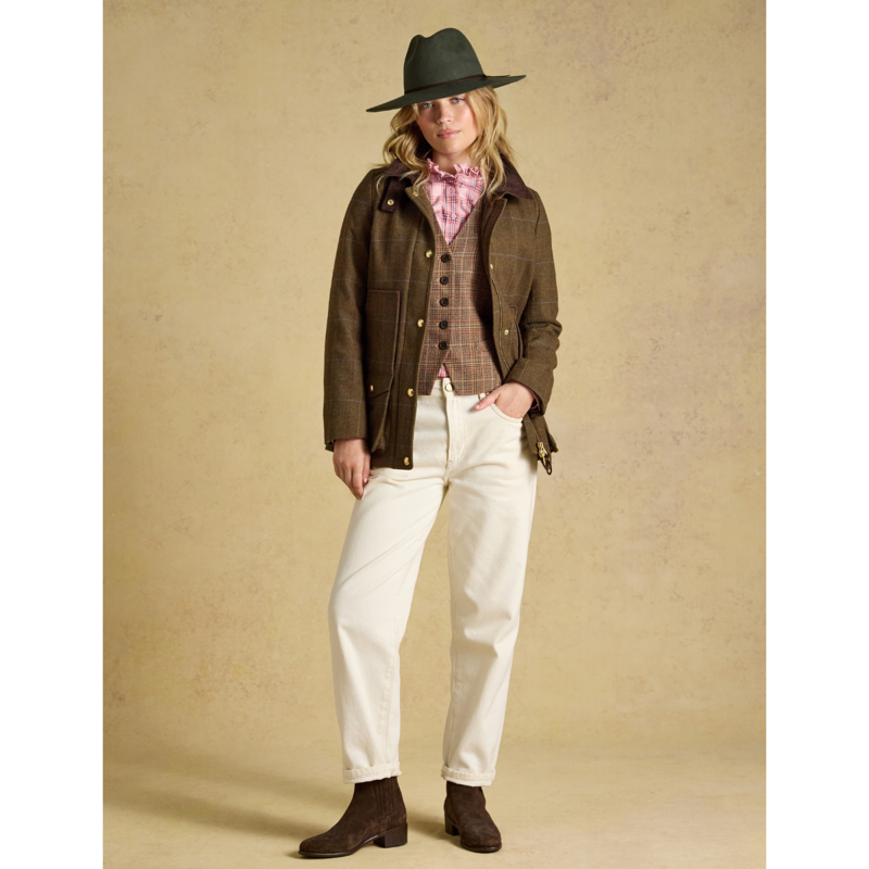 Joules Ladies Classic Fieldcoat - Brown Check-2