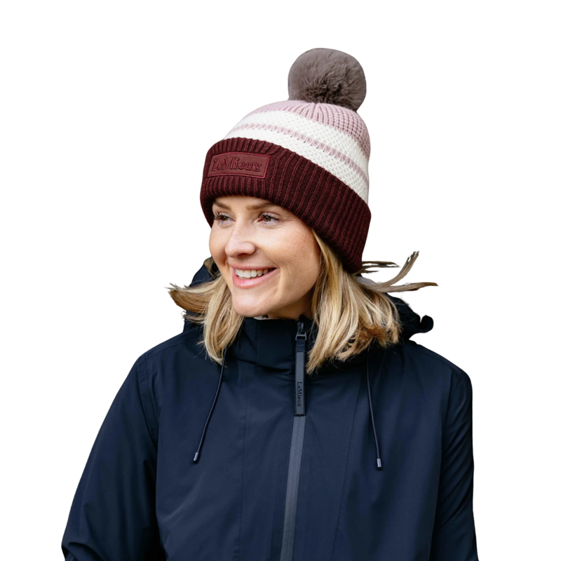 LeMieux x Sealskinz Waterproof Stripe Beanie - Dusty Pink