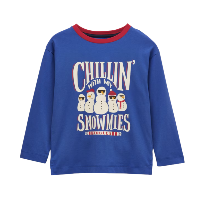 Joules Boys' Finlay Screenprint T-Shirt - Blue Snowmies