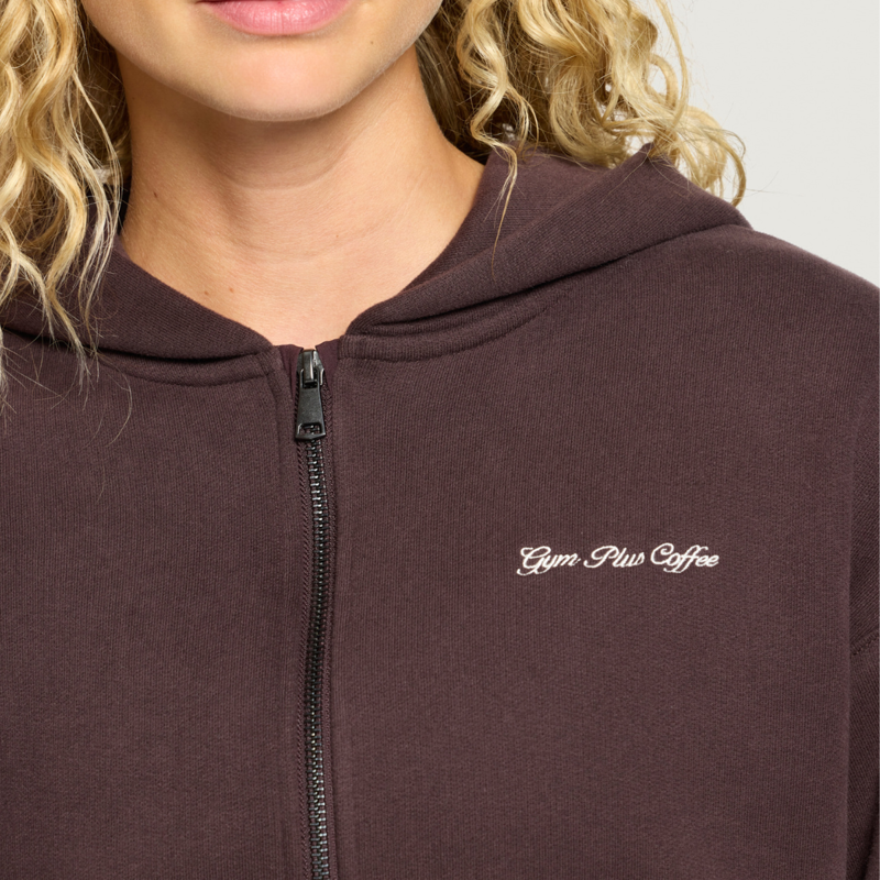 Gym + Coffee Women's Daily Zip Hoodie - Mocha Bean-4