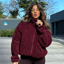 Gym + Coffee Women's Industry Fleece High Collar Jacket - Cherry Crush