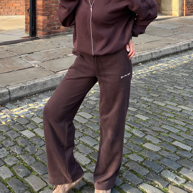 Gym + Coffee Women's Wide Leg Joggers - Mocha Bean