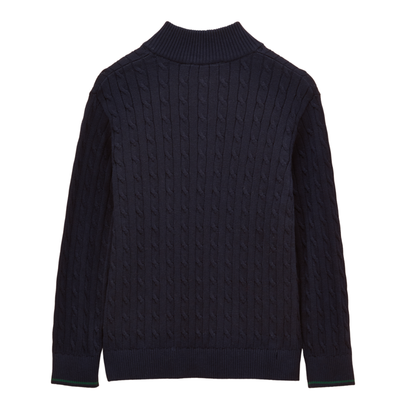 Joules Boys' Hillside Cable Knit Quarter Zip Jumper - Navy-1