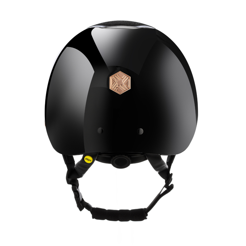 Charles Owen Hyda Sparkly Riding Hat with MIPS - Black Gloss/Rose Gold-1
