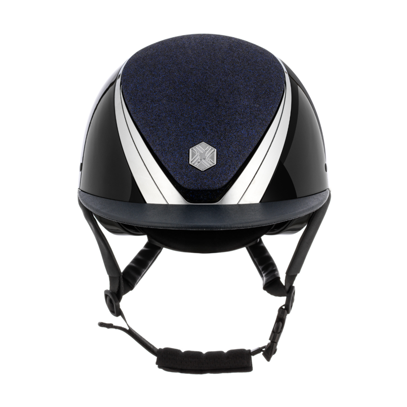 Charles Owen Hyda Sparkly Riding Hat with MIPS - Navy Gloss/Chrome-1