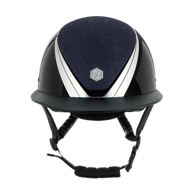 Charles Owen Hyda Wide Peak Sparkly Riding Hat with MIPS - Navy Gloss/Chrome-1