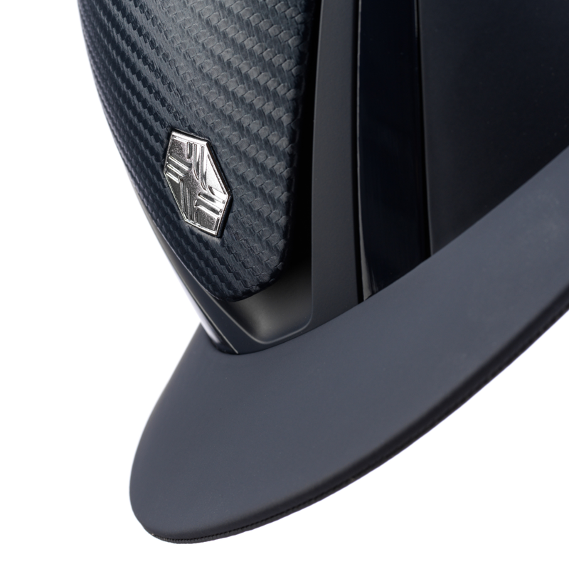 Charles Owen Hyda Wide Peak Carbon Riding Hat with MIPS - Navy Matte/Navy Gloss-2