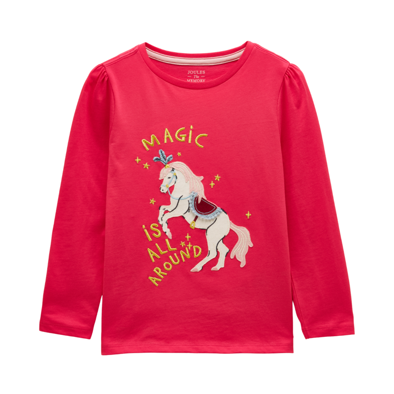 Joules Girls' Ava Applique T-Shirt - Pink Magic