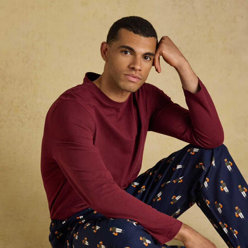 Joules Men's Lounge Top - Burgundy Red-2