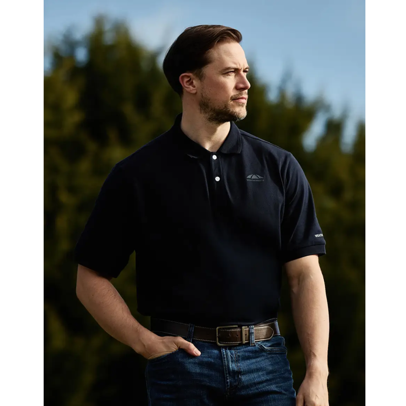 WeatherBeeta Men's Cotton Pique Short Sleeve Polo - Navy-1