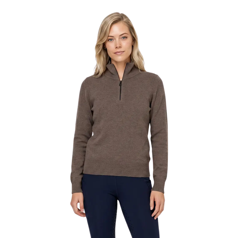 WeatherBeeta 1/2 Zip Collared Knit Pullover - Taupe Marle