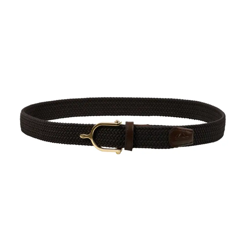 WeatherBeeta Elasticated Braided Riding Belt - Chestnut/Gold
