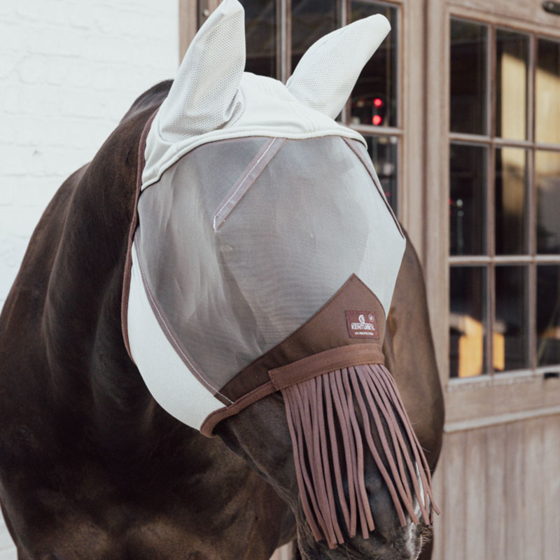 Kentucky Classic Fly Mask with Ears and Nose Tassels - Silver-1