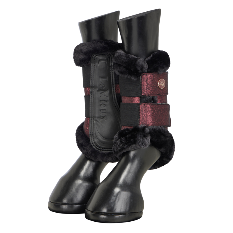 LeMieux Lustre Fleece Edged Brushing Boots - Garnet