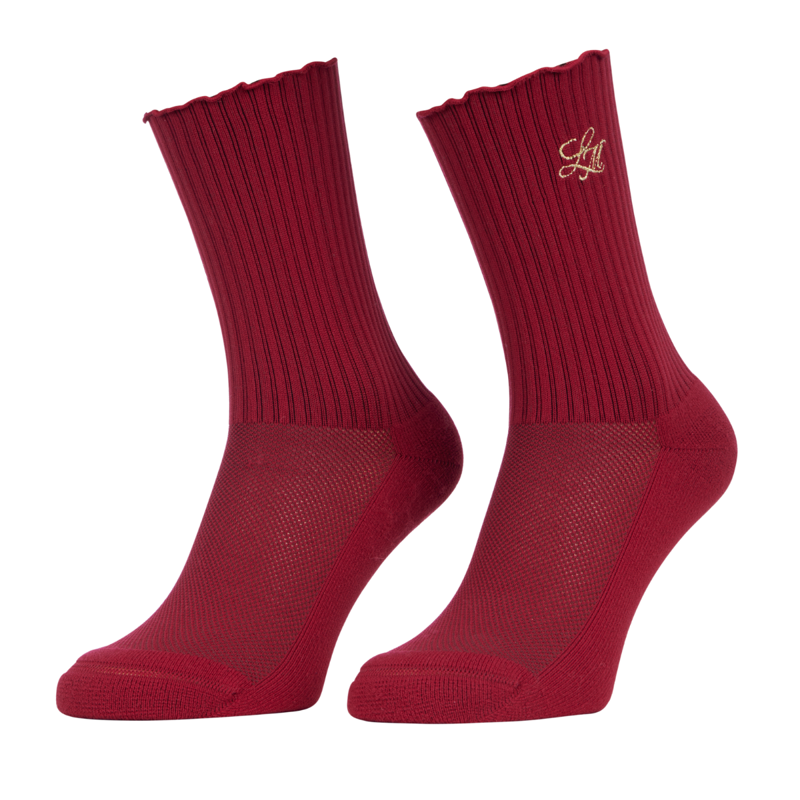 LeMieux Lustre Frill Edge Ribbed Socks - Garnet