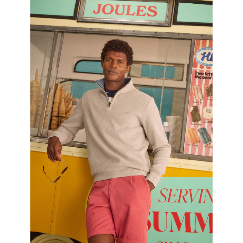 Joules Men's Alistair Quarter Zip Sweatshirt - Oatmeal-1