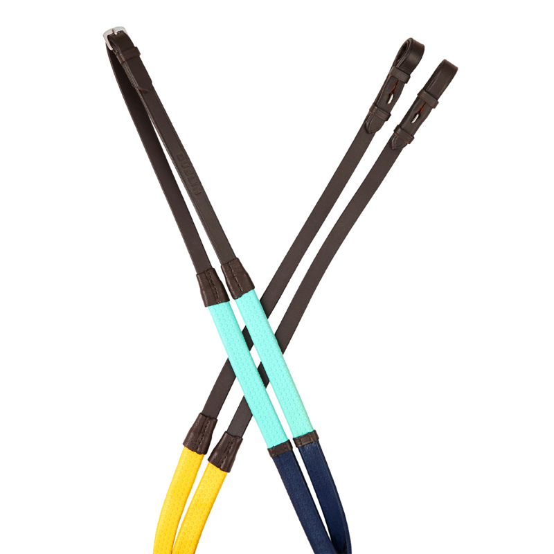 Dublin Rainbow Reins - Brown/Multi
