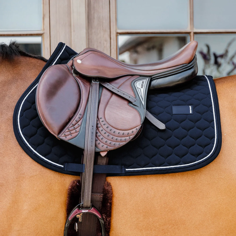 Kentucky Onion Quilt Rubber Logo Jumping Saddlepad Full - Navy
