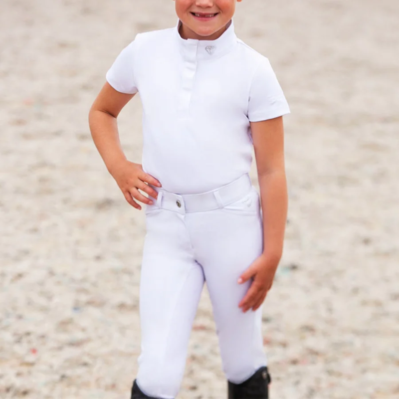 Hy Equestrian Cadiz Mizs Competition Breeches - White/Silver-1