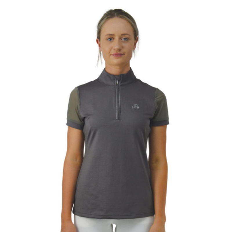 Hy Equestrian Maddie Mesh Short Sleeve Show Shirt XS - Grey