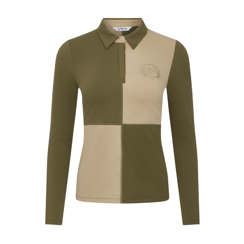 LeMieux Harlequin Rugby Shirt Base Layer - Willow/Pear