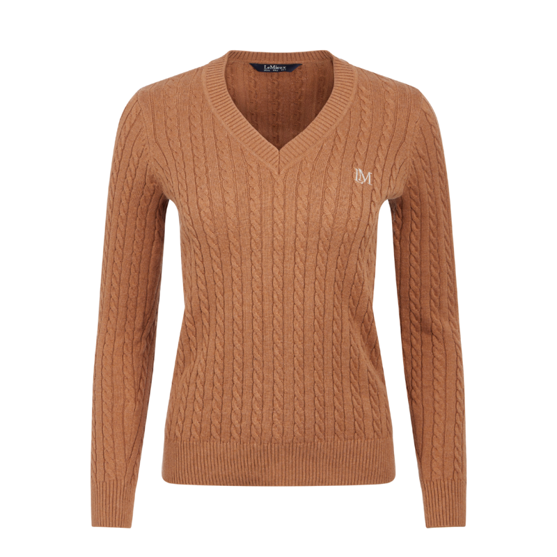 LeMieux Cora Cable V-Neck Knit Jumper - Caramel-4