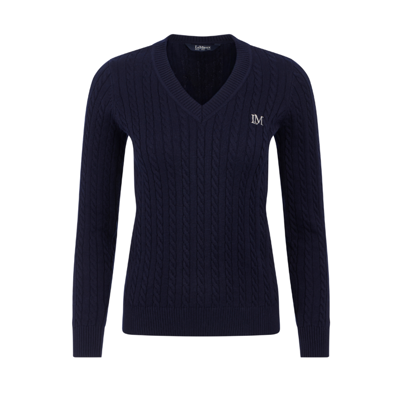 LeMieux Cora Cable V-Neck Knit Jumper - Navy-5