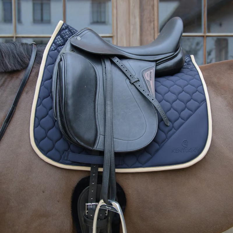 Kentucky Softshell Onion Quilt Dressage Saddlepad - Navy/Beige
