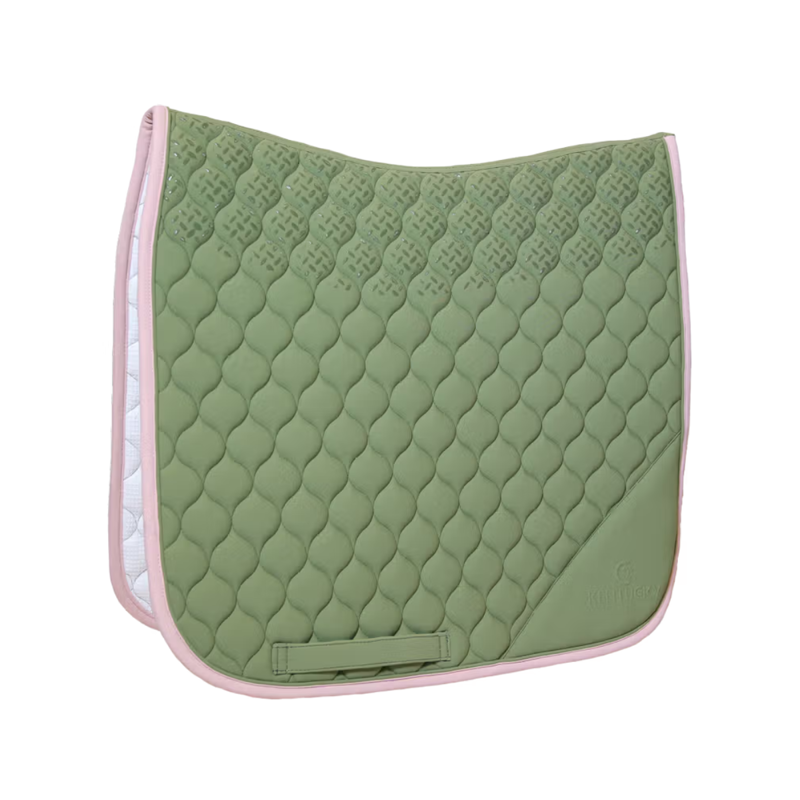 Kentucky Softshell Onion Quilt Dressage Saddlepad Full - Khaki/Old Rose-1
