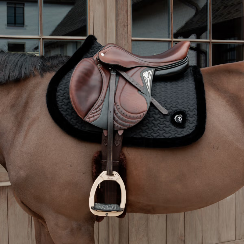Kentucky Fake Fur Plaited Quilt Jumping Saddlepad Full - Black