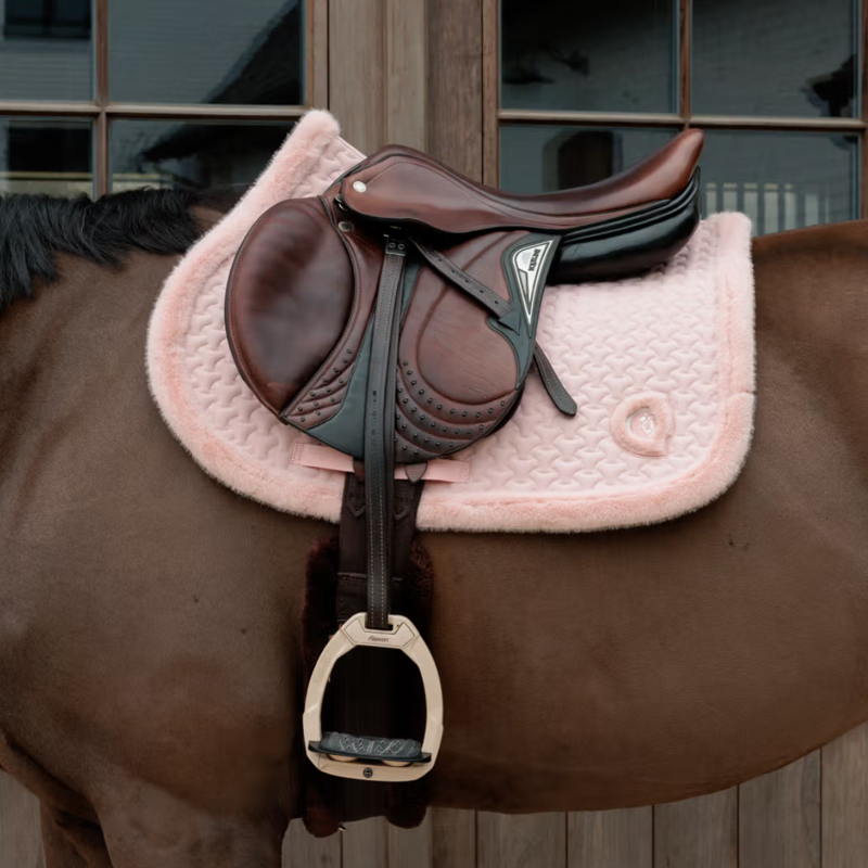 Kentucky Fake Fur Plaited Quilt Jumping Saddlepad Full - Old Rose