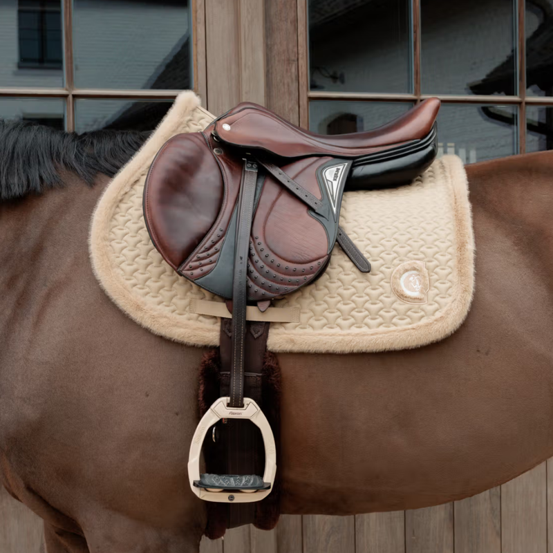Kentucky Fake Fur Plaited Quilt Jumping Saddlepad Full - Beige