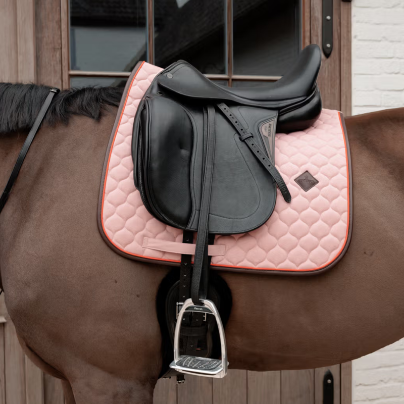 Kentucky Onion Quilt Neon Leather Dressage Saddlepad Full - Old Rose