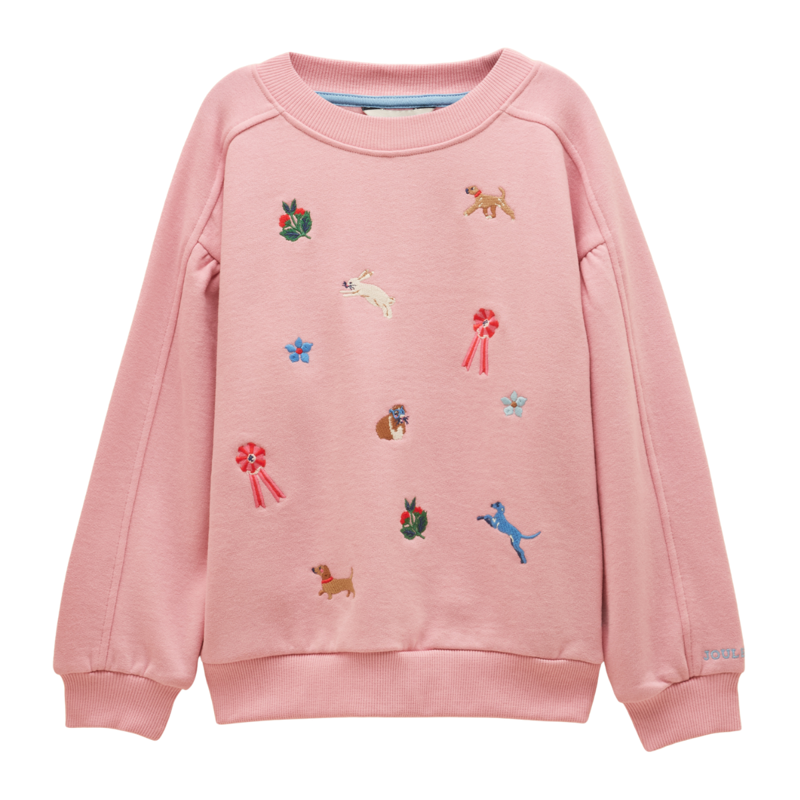 Joules Girls' Avery Embroidered Sweatshirt - Pink