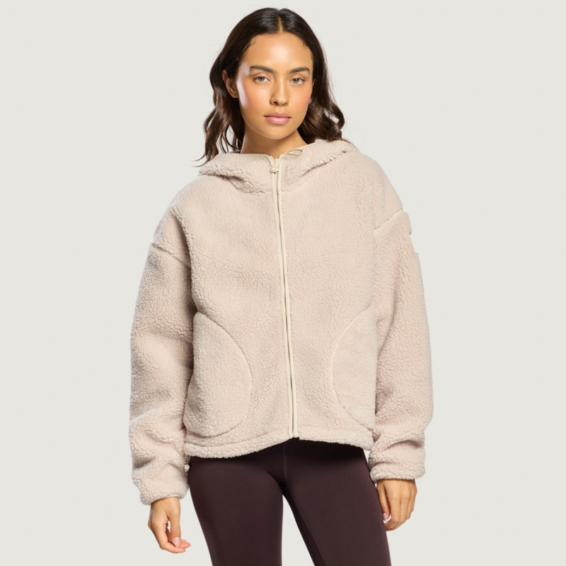 Gym + Coffee Women's Industry Fleece Hooded Full Zip - Natural-3