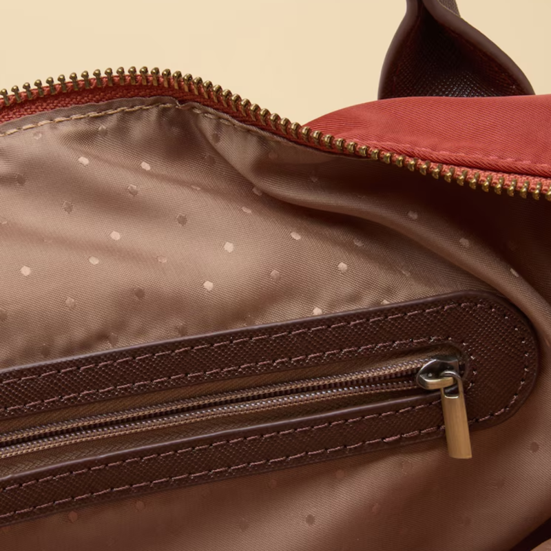 Joules Edie Zip Top Shopper Bag - Rust Orange-9
