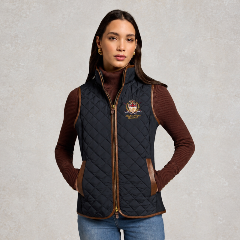 Holland Cooper Boughton Diamond Quilt Gilet - Ink Navy