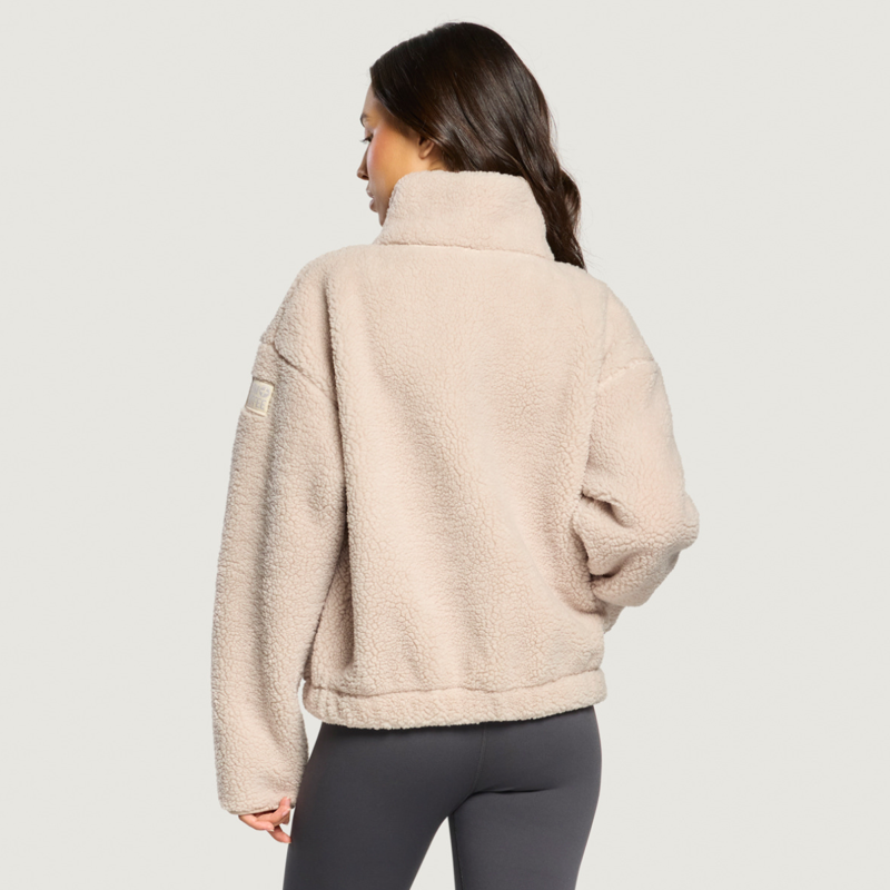 Gym + Coffee Women's Industry Fleece High Collar Jacket - Natural-5