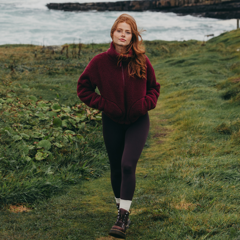 Gym + Coffee Women's Industry Fleece High Collar Jacket - Cherry Crush-2