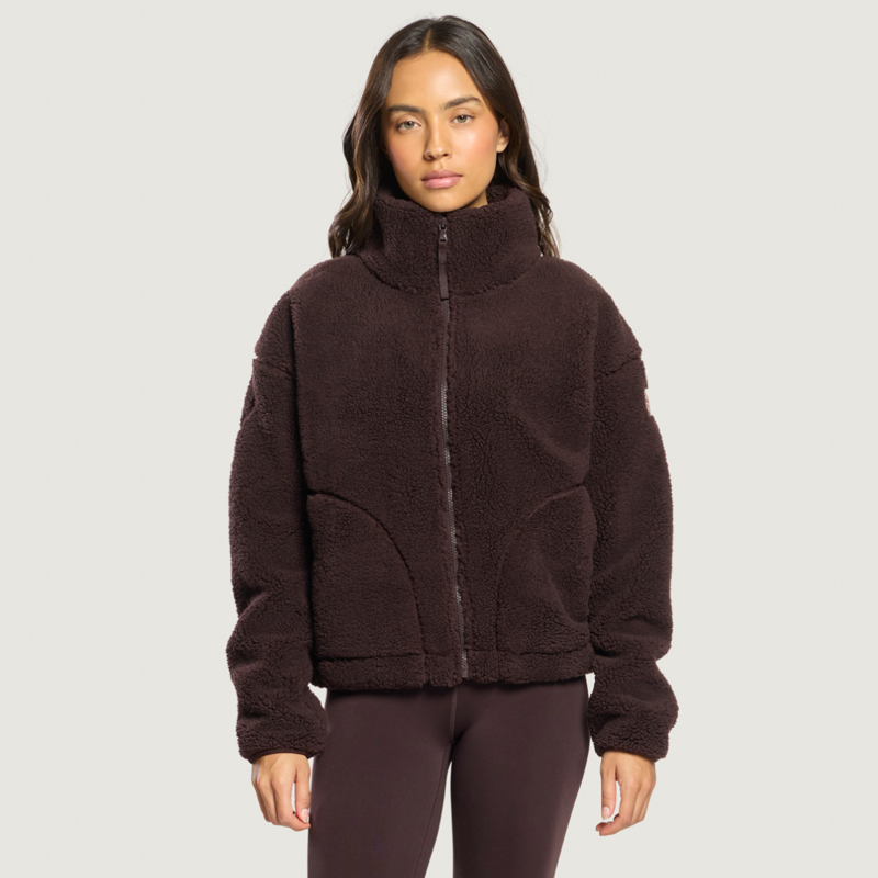 Gym + Coffee Women's Industry Fleece High Collar Jacket - Mocha Bean-10