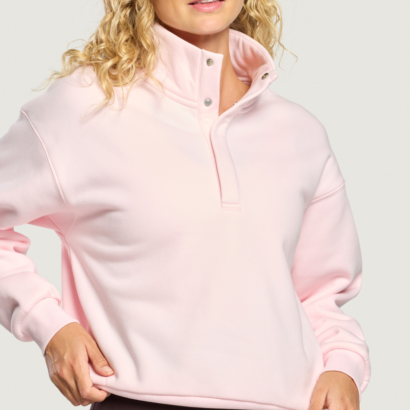 Gym + Coffee Women's Daily Snap Collar Sierra Sweatshirt - Ballet Pink-3
