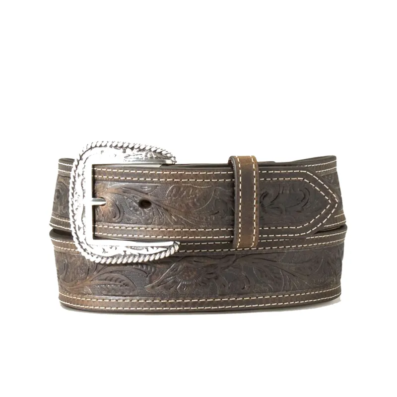 Ariat Men's Tooled Double Stitched Belt - Brown