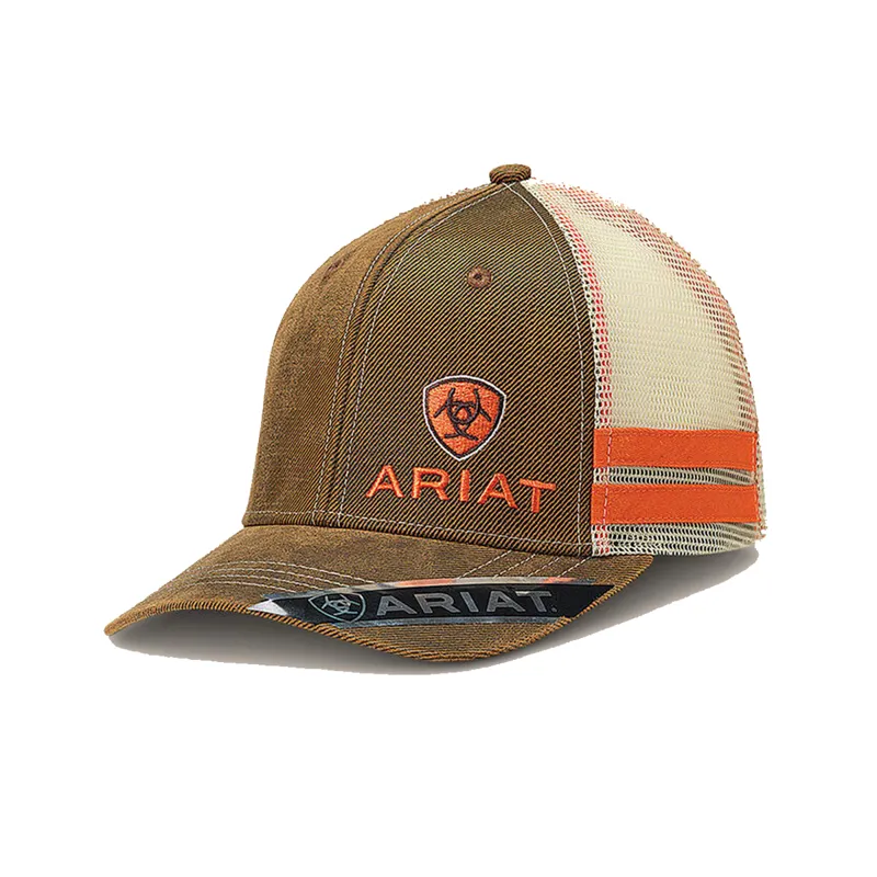 Ariat Men's Structured Logo Medium High Cap - Brown Oilskin