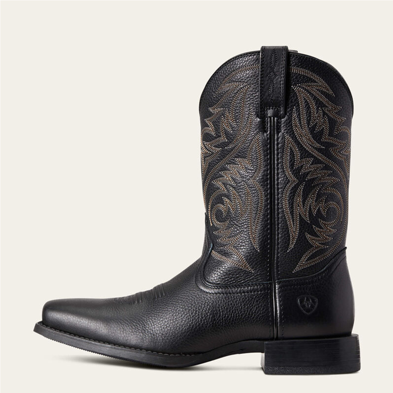 Ariat Men's Sport Herdsman Western Boot - Black Deertan-1