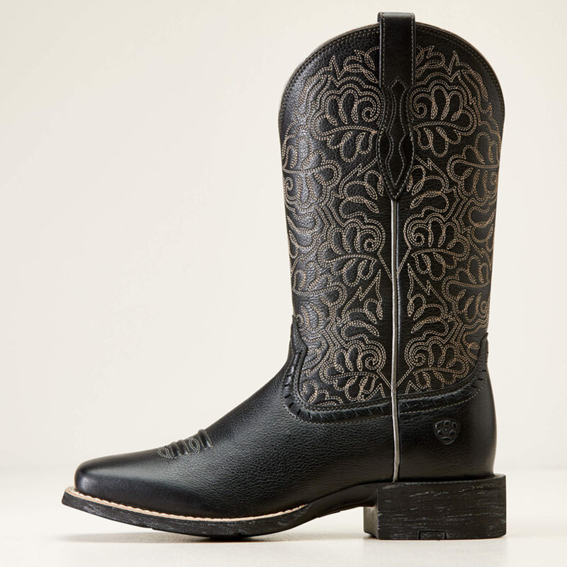 Ariat Women's Round Up Remuda Western Boot - Black Deertan-3