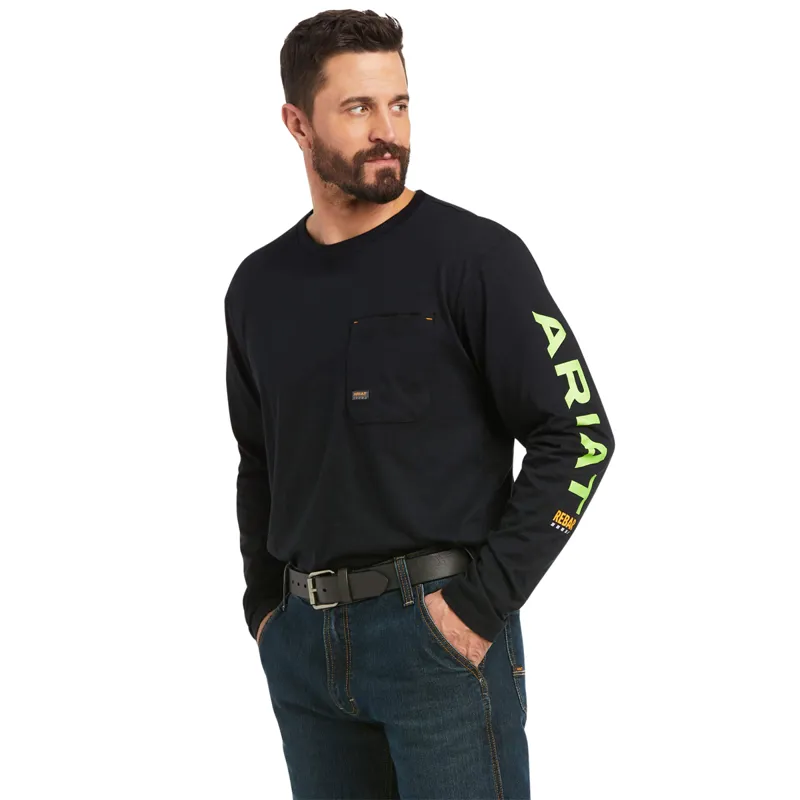 Ariat Men's Rebar Workman Logo T-Shirt - Black/Lime