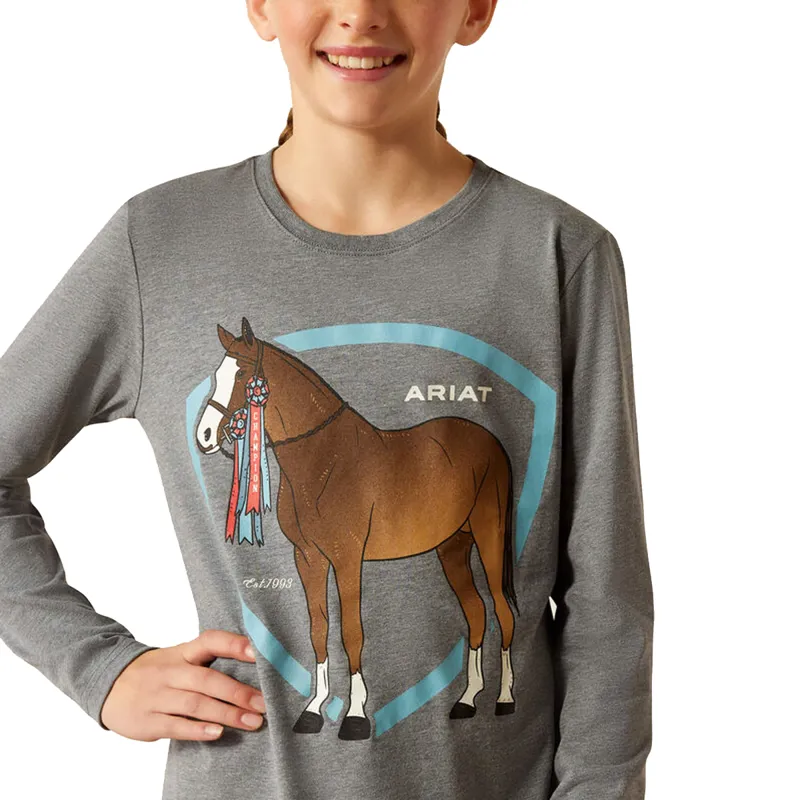 Ariat Youth Champion Pony T-Shirt - Heather Grey-1